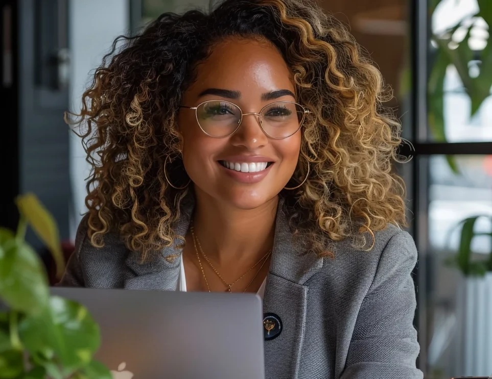 Empreendedora entendendo o financeiro da própria empresa no notebook
